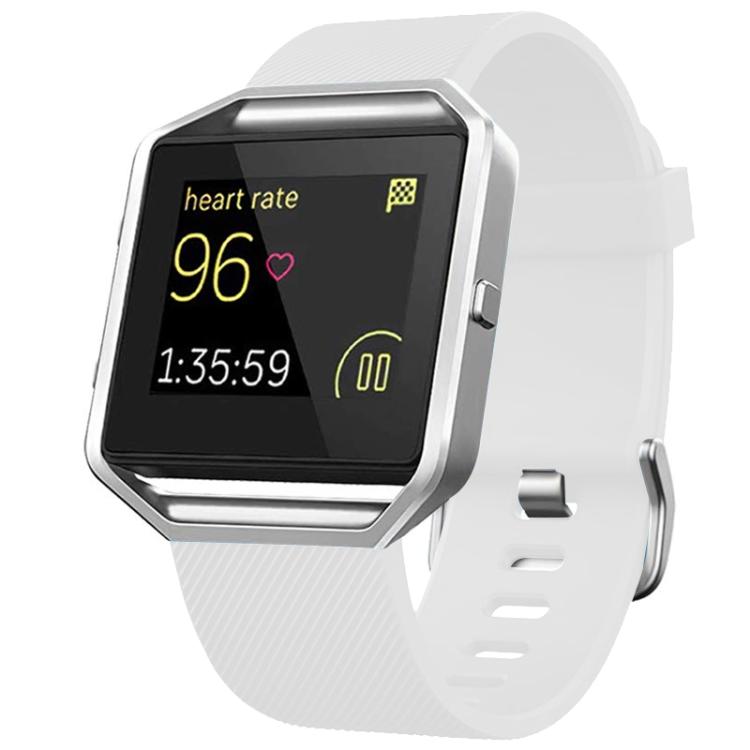 For Fitbit Blaze xDfind Steel Buckle Diagonal Texture Solid Color Silicone Watch Band, S, L