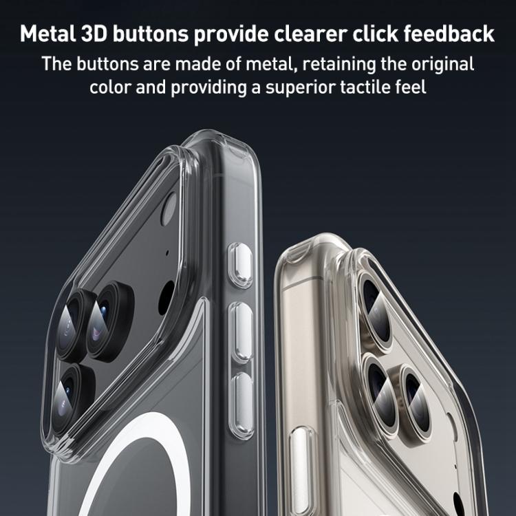 เคสโทรศัพท์ไฮบริด PC TPU ปุ่มโลหะ ZGA Magsafe โปร่งใส สำหรับ iPhone 17 Pro Max, สำหรับ iPhone 17 Pro, สำหรับ iPhone 17