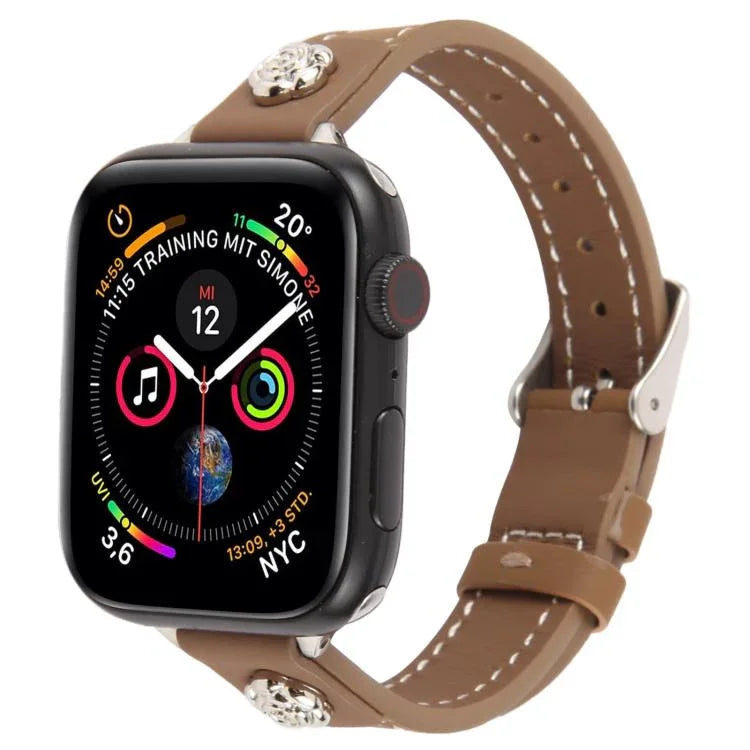 สายรัดนาฬิกาหนังไมโครไฟเบอร์สัมผัสนุ่ม Rivet Camellia สำหรับ Apple Watch 46mm / 49mm / 45mm / 44mm, สำหรับ Apple Watch 42mm / 41mm / 40mm / 38mm