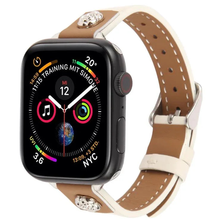 สายรัดนาฬิกาหนังไมโครไฟเบอร์สัมผัสนุ่ม Rivet Camellia สำหรับ Apple Watch 46mm / 49mm / 45mm / 44mm, สำหรับ Apple Watch 42mm / 41mm / 40mm / 38mm