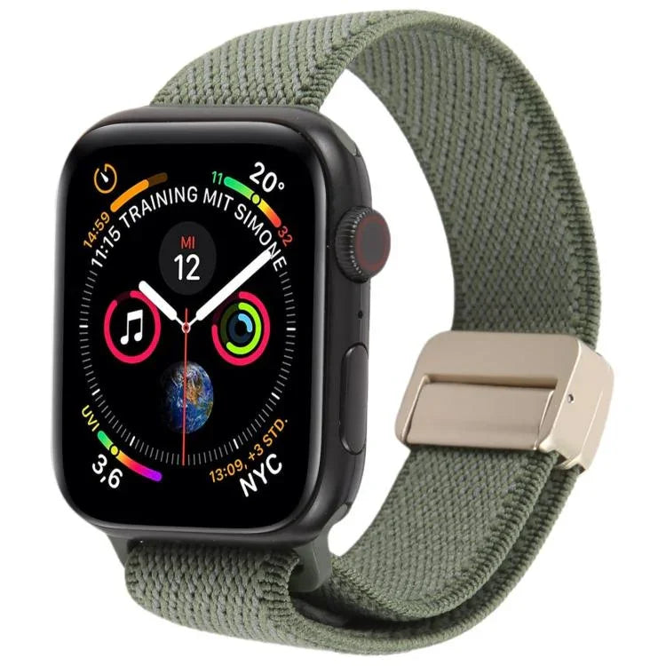 สายรัดนาฬิกาไนลอนยืดหยุ่นสองสีทวิลพร้อมหัวเข็มขัดแม่เหล็ก สำหรับ Apple Watch 46mm / 49mm / 45mm / 44mm, สำหรับ Apple Watch 42mm / 41mm / 40mm / 38mm