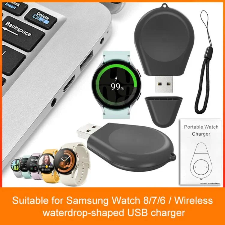 ที่ชาร์จไร้สายสำหรับนาฬิกาอัจฉริยะ xDfind พอร์ต USB พร้อมสายคล้อง สำหรับ Samsung Galaxy Watch 8/7/6/5/4