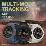 นาฬิกา NORTH EDGE MARS 5 กลางแจ้ง สำหรับผู้ชาย นาฬิกากีฬาอัจฉริยะ รองรับการวัดอัตราการเต้นของหัวใจ / ออกซิเจนในเลือด