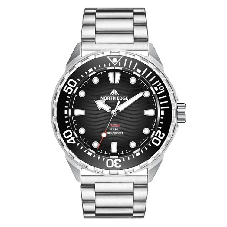 นาฬิกา NORTH EDGE TRITON กลางแจ้ง ดำน้ำ สำหรับผู้ชาย ควอตซ์เรืองแสง ชาร์จพลังงานแสงอาทิตย์