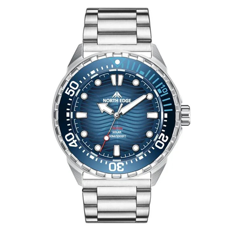 นาฬิกา NORTH EDGE TRITON กลางแจ้ง ดำน้ำ สำหรับผู้ชาย ควอตซ์เรืองแสง ชาร์จพลังงานแสงอาทิตย์