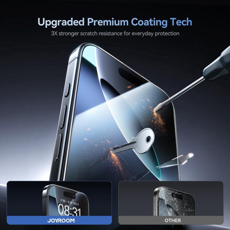 ฟิล์มกระจกนิรภัยแข็งกันรอยขีดข่วน JOYROOM Knight Series 2.5D เต็มจอ HD สำหรับ iPhone 17 Pro Max, สำหรับ iPhone 17 Pro, สำหรับ iPhone 17, สำหรับ iPhone Air, สำหรับ iPhone 16 Pro Max, สำหรับ iPhone 16 Pro, สำหรับ iPhone 16 Plus, สำหรับ iPhone 16