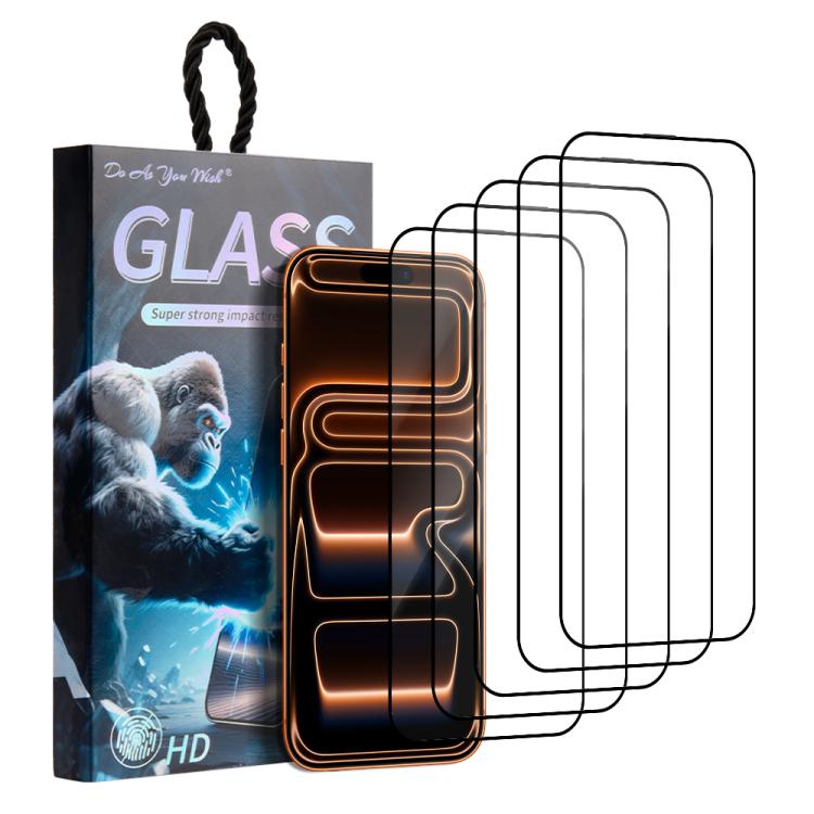 5pcs / Pack Do As You Wish Silk Screen Printed HD Tempered Glass Film, For iPhone 18 Pro / 17 Pro, For iPhone 18 Pro Max / 17 Pro Max, For iPhone 17e / 16e, For iPhone 17, For iPhone Air, For iPhone 16 Pro Max, For iPhone 16 Pro, For iPhone 16 Plus    ...