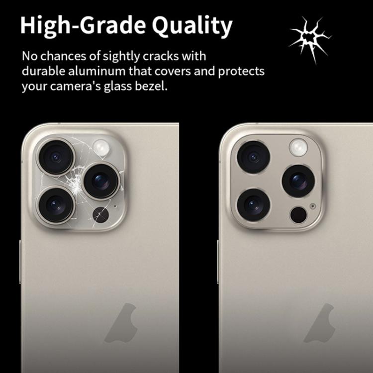 XDcase Titanium Alloy Hollow Camera Lens Protector, For iPhone 15 Pro / 15 Pro Max