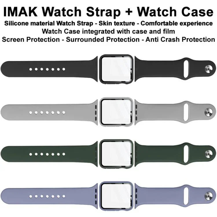 เคสและฟิล์มรวมสายซิลิโคน imak สำหรับ Apple Watch SE 1/2/3/Series 4/5/6 44mm, สำหรับ Apple Watch SE 1/2/3/Series 4/5/6 40mm
