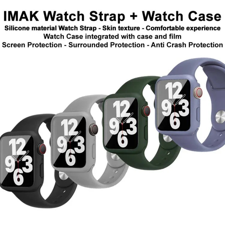 เคสและฟิล์มรวมสายซิลิโคน imak สำหรับ Apple Watch SE 1/2/3/Series 4/5/6 44mm, สำหรับ Apple Watch SE 1/2/3/Series 4/5/6 40mm