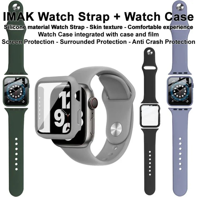 เคสและฟิล์มรวมสายซิลิโคน imak สำหรับ Apple Watch SE 1/2/3/Series 4/5/6 44mm, สำหรับ Apple Watch SE 1/2/3/Series 4/5/6 40mm