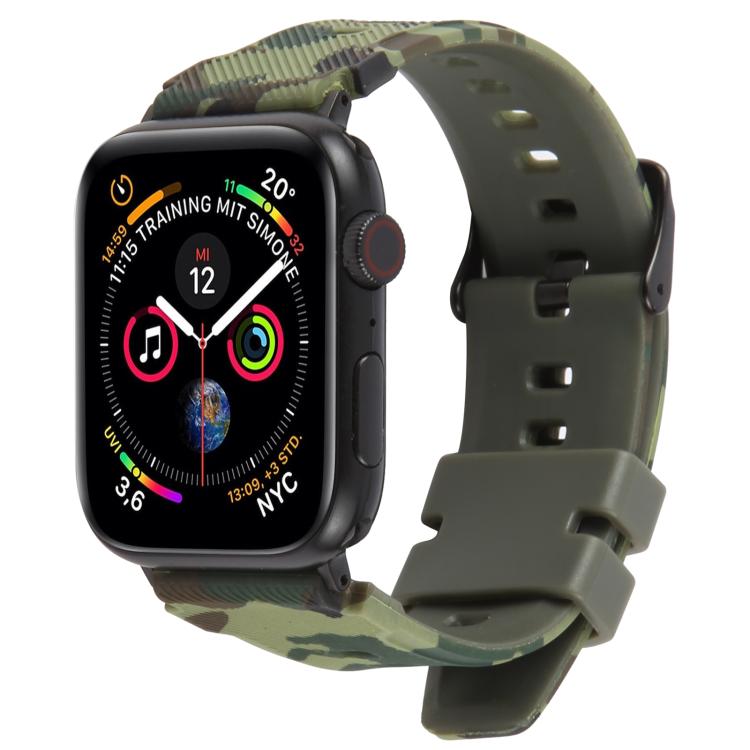 สายรัดนาฬิกาซิลิโคนลายพรางข้อต่อสีดำ xDfind สำหรับ Apple Watch 42 / 44 / 45 / 46 / 49mm, สำหรับ Apple Watch 38 / 40 / 41 / S10 42mm
