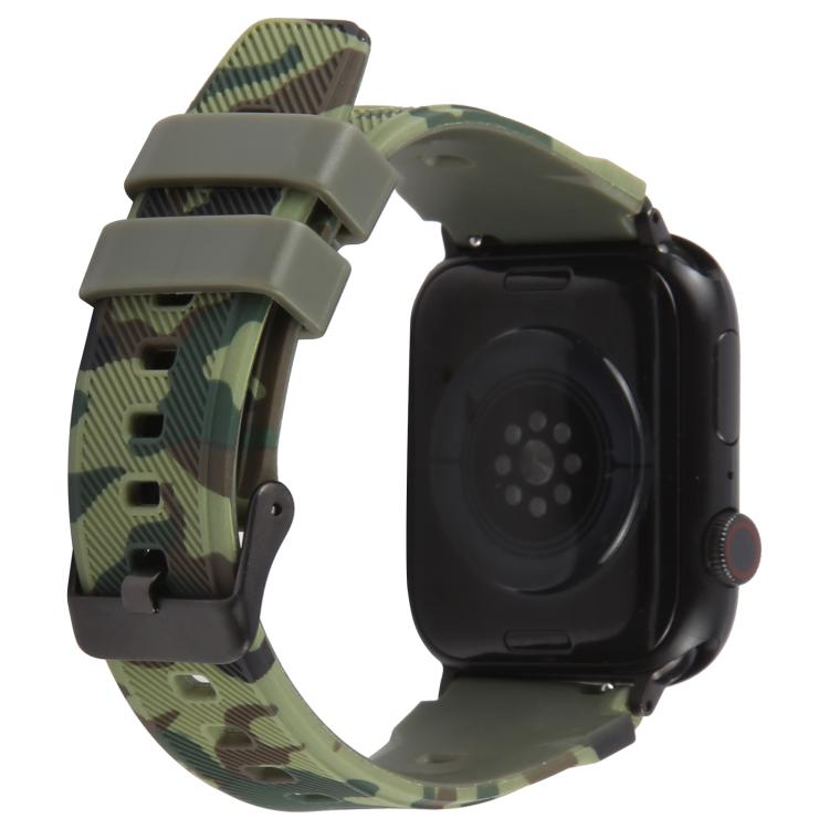 สายรัดนาฬิกาซิลิโคนลายพรางข้อต่อสีดำ xDfind สำหรับ Apple Watch 42 / 44 / 45 / 46 / 49mm, สำหรับ Apple Watch 38 / 40 / 41 / S10 42mm