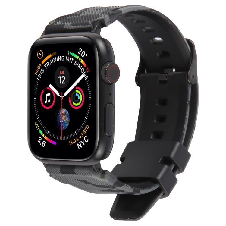 สายรัดนาฬิกาซิลิโคนลายพรางข้อต่อสีดำ xDfind สำหรับ Apple Watch 42 / 44 / 45 / 46 / 49mm, สำหรับ Apple Watch 38 / 40 / 41 / S10 42mm
