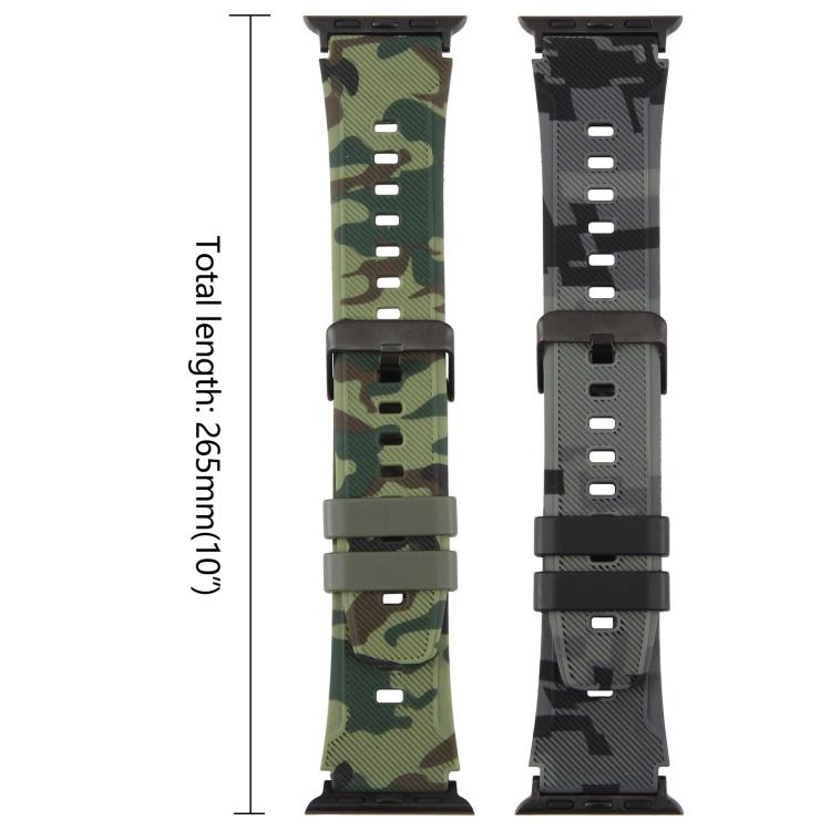 สายรัดนาฬิกาซิลิโคนลายพรางข้อต่อสีดำ xDfind สำหรับ Apple Watch 42 / 44 / 45 / 46 / 49mm, สำหรับ Apple Watch 38 / 40 / 41 / S10 42mm