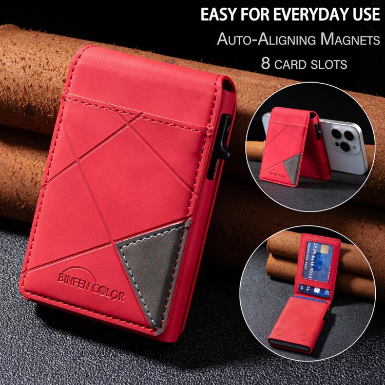 BFK29 Prismatic Embossed MagSafe Magnetic Leather Card Bag