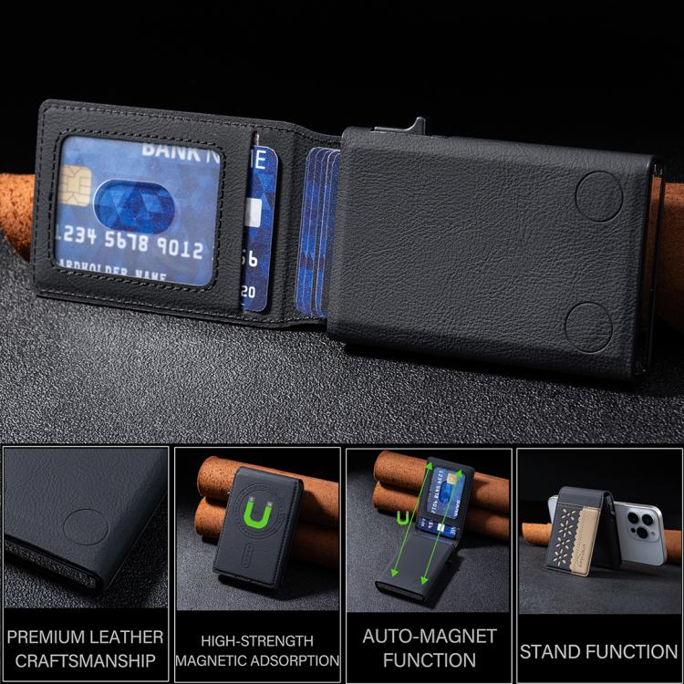 กระเป๋าใส่บัตรหนังแม่เหล็ก MagSafe ลายดอกไม้ BFK30