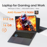 GXMO T160 แล็ปท็อป 16 นิ้ว Windows 11, 16GB+512GB, AMD Ryzen 5 7430U โปรเซสเซอร์ Hexa Core, ปลั๊ก EU, ปลั๊ก US, ปลั๊ก UK, ปลั๊ก AU