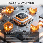 GXMO T160 แล็ปท็อป 16 นิ้ว Windows 11, 16GB+512GB, AMD Ryzen 5 7430U โปรเซสเซอร์ Hexa Core, ปลั๊ก EU, ปลั๊ก US, ปลั๊ก UK, ปลั๊ก AU