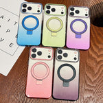 เคสโทรศัพท์ MagSafe พร้อมที่จับแหวนโลหะไล่ระดับสีแบบโปร่งใส สำหรับ iPhone 17 Pro Max, สำหรับ iPhone 17 Pro, สำหรับ iPhone 17, สำหรับ iPhone Air, สำหรับ iPhone 16 Pro Max, สำหรับ iPhone 16 Pro, สำหรับ iPhone 16 Plus, สำหรับ iPhone 16