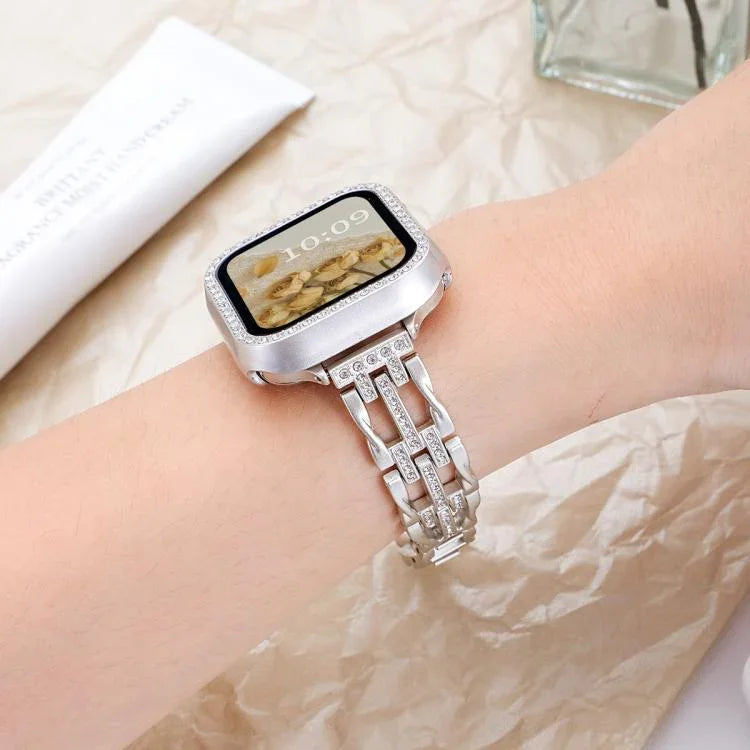 สายรัดนาฬิกาโลหะเพชรลายหมุนวน xDfind สำหรับ Apple Watch 42 / 44 / 45 / 46 / 49mm, สำหรับ Apple Watch 38 / 40 / 41 / S11 42mm