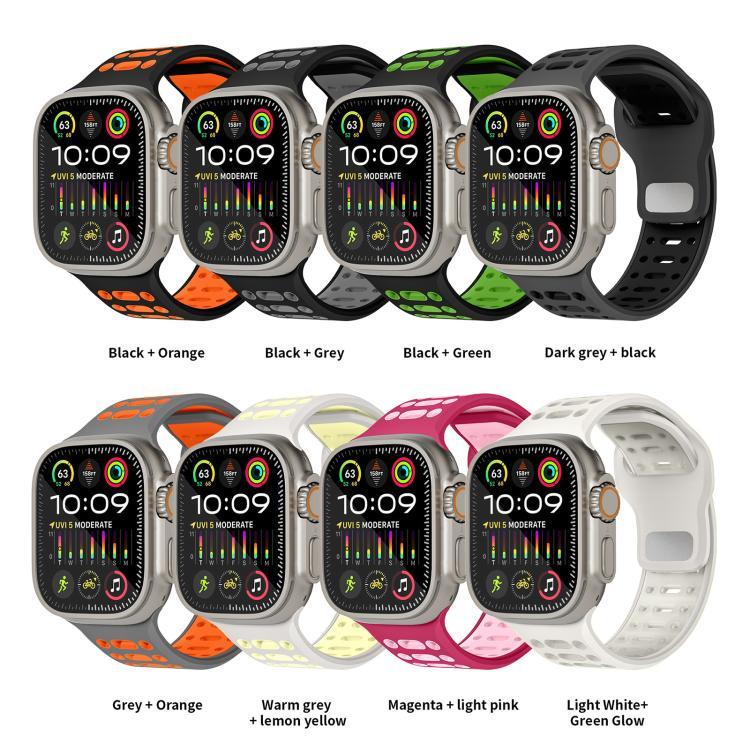 สายรัดนาฬิกาซิลิโคนสปอร์ตสองสีระบายอากาศ xDfind สำหรับ Apple Watch 46mm / 49mm / 45mm / 44mm