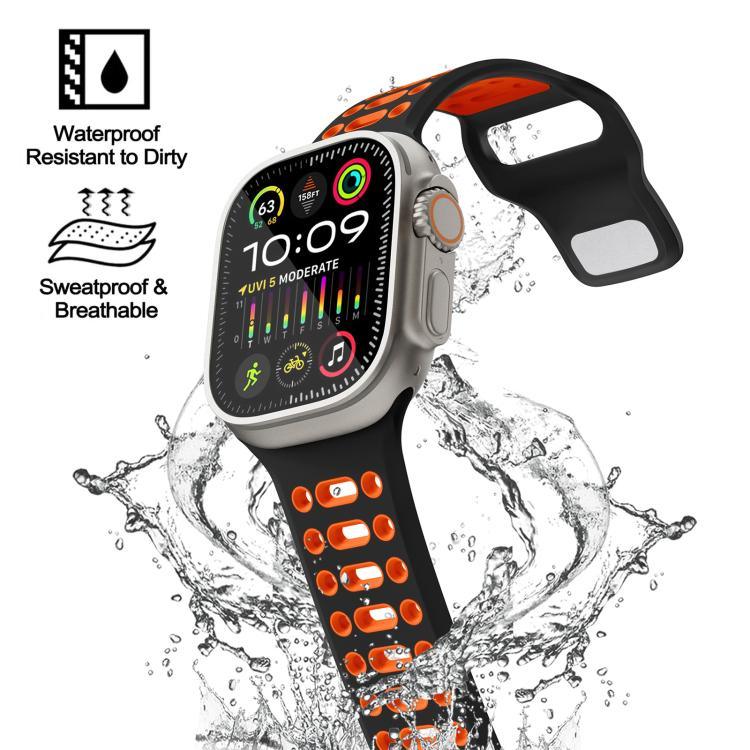 สายรัดนาฬิกาซิลิโคนสปอร์ตสองสีระบายอากาศ xDfind สำหรับ Apple Watch 46mm / 49mm / 45mm / 44mm