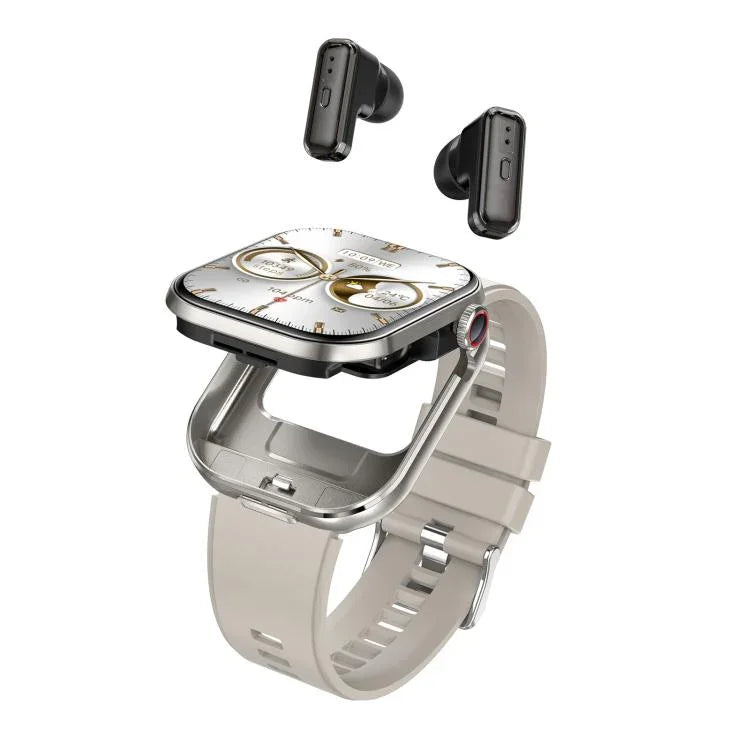 T99 สมาร์ทวอทช์หูฟังบลูทูธ 2 in 1 หน้าจอสี่เหลี่ยม 2.02 นิ้ว กันน้ำ IP67 รองรับการตรวจวัดออกซิเจนในเลือด