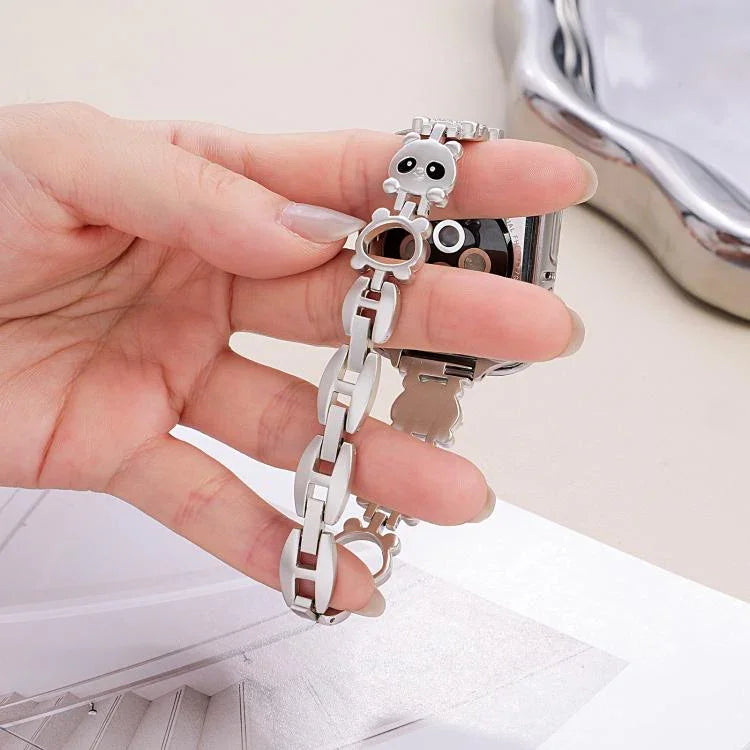 สายรัดนาฬิกาโลหะเพชรรูปแพนด้าแดง xDfind สำหรับ Apple Watch ขนาด 42 / 44 / 45 / 46 / 49 มม. สำหรับ Apple Watch ขนาด 38 / 40 / 41 / S11 42 มม.