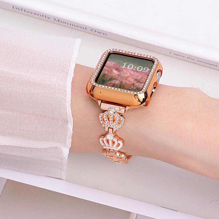 สายรัดนาฬิกาโลหะเพชรรูปมงกุฎ xDfind สำหรับ Apple Watch ขนาด 42 / 44 / 45 / 46 / 49 มม. สำหรับ Apple Watch ขนาด 38 / 40 / 41 / S11 42 มม.