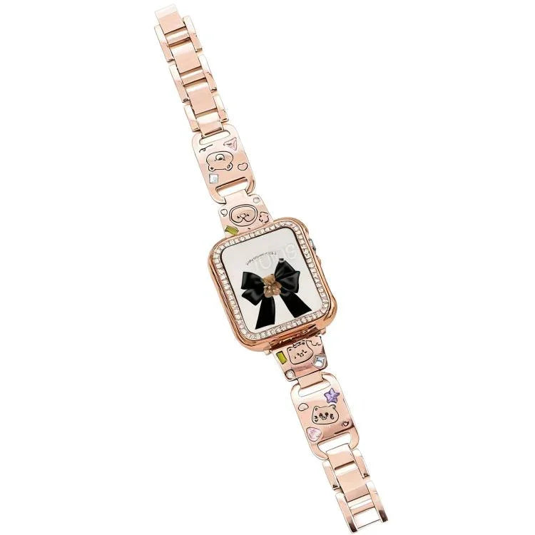 สายรัดนาฬิกาโลหะเพชรรูปสวนสัตว์สุขสันต์ xDfind สำหรับ Apple Watch ขนาด 42 / 44 / 45 / 46 / 49 มม. สำหรับ Apple Watch ขนาด 38 / 40 / 41 / S11 42 มม.