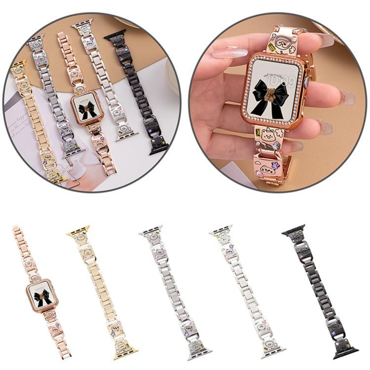สายรัดนาฬิกาโลหะเพชรรูปสวนสัตว์สุขสันต์ xDfind สำหรับ Apple Watch ขนาด 42 / 44 / 45 / 46 / 49 มม. สำหรับ Apple Watch ขนาด 38 / 40 / 41 / S11 42 มม.