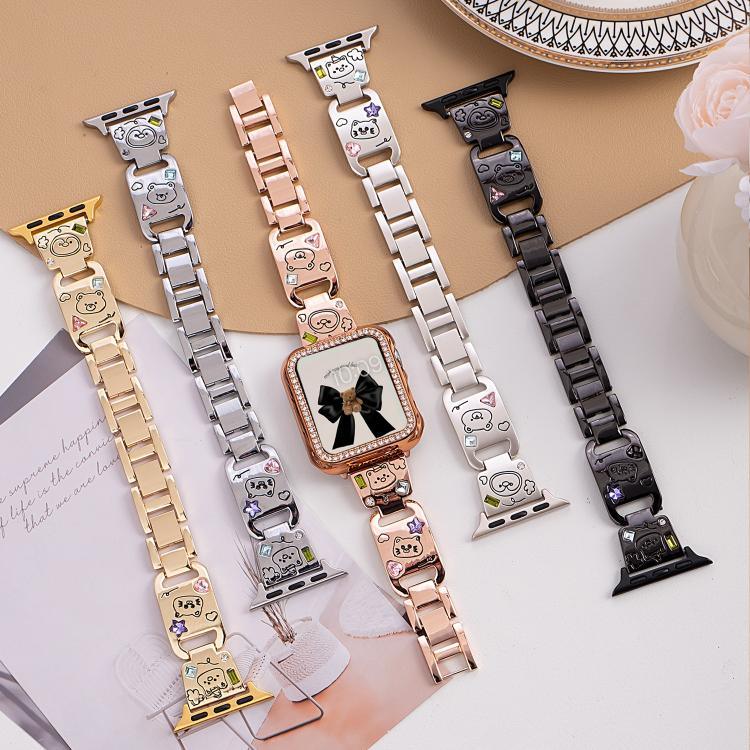 สายรัดนาฬิกาโลหะเพชรรูปสวนสัตว์สุขสันต์ xDfind สำหรับ Apple Watch ขนาด 42 / 44 / 45 / 46 / 49 มม. สำหรับ Apple Watch ขนาด 38 / 40 / 41 / S11 42 มม.