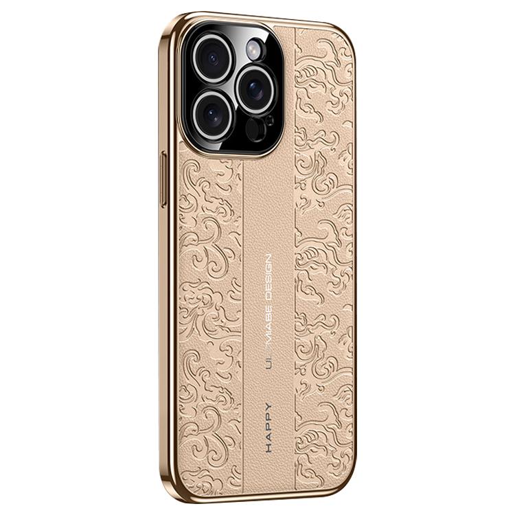 เคสโทรศัพท์หนังเรียบลายมังกรเมฆ PC สำหรับ iPhone 14 Pro Max