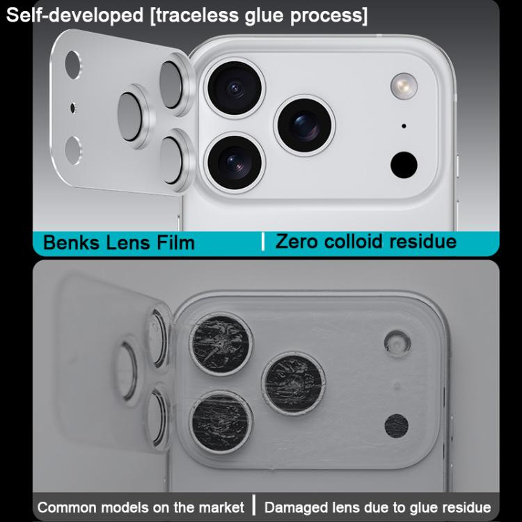 Benks King Kong Corning ฟิล์มกระจกนิรภัยเลนส์โทรศัพท์โลหะบูรณาการ สำหรับ iPhone 17 Pro Max, สำหรับ iPhone 17 Pro