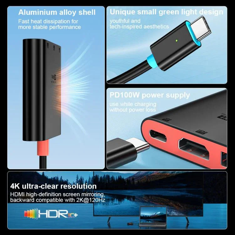 แท่นวางเดสก์ท็อป 3 in 1 Type-C เป็น HDMI + USB 3.0 + Type-C PD พอร์ตชาร์จ สำหรับ Nintendo Switch