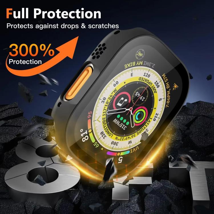 xDfind ฟิล์มกระจกนิรภัยแบบบูรณาการกับเคส PC สำหรับนาฬิกา Apple Watch Ultra 3 / 2 / 1 49 มม., สำหรับ Apple Watch Series 9 / 8 / 7 45 มม., สำหรับ Apple Watch Series 9 / 8 / 7 41 มม., สำหรับ Apple Watch Series 3 / 2 / 1 38 มม.