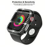 xDfind เคส PC รูปเพชรกลวงสองแถว สำหรับนาฬิกา Apple Watch Series 9 / 8 / 7 45 มม., สำหรับ Apple Watch Series 9 / 8 / 7 41 มม., สำหรับ Apple Watch Series 3 / 2 / 1 38 มม., สำหรับ Apple Watch Series 3 / 2 / 1 42 มม.