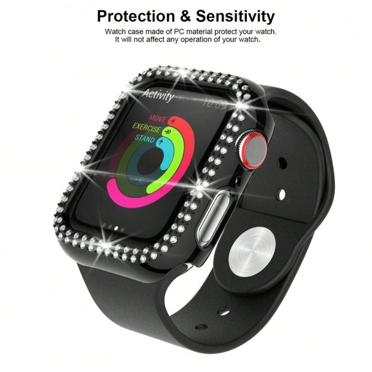 xDfind เคส PC รูปเพชรกลวงสองแถว สำหรับนาฬิกา Apple Watch Series 9 / 8 / 7 45 มม., สำหรับ Apple Watch Series 9 / 8 / 7 41 มม., สำหรับ Apple Watch Series 3 / 2 / 1 38 มม., สำหรับ Apple Watch Series 3 / 2 / 1 42 มม.