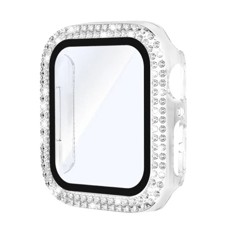 xDfind ฟิล์มกระจกนิรภัยรูปเพชรสองแถวแบบบูรณาการกับเคส PC สำหรับนาฬิกา Apple Watch Series 9 / 8 / 7 41 มม., สำหรับ Apple Watch Series 3 / 2 / 1 38 มม., สำหรับ Apple Watch Series 3 / 2 / 1 42 มม.