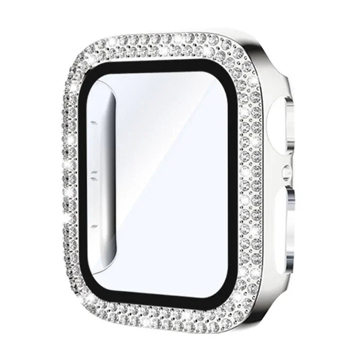 xDfind ฟิล์มกระจกนิรภัยรูปเพชรสองแถวแบบบูรณาการกับเคส PC สำหรับนาฬิกา Apple Watch Series 9 / 8 / 7 41 มม., สำหรับ Apple Watch Series 3 / 2 / 1 38 มม., สำหรับ Apple Watch Series 3 / 2 / 1 42 มม.