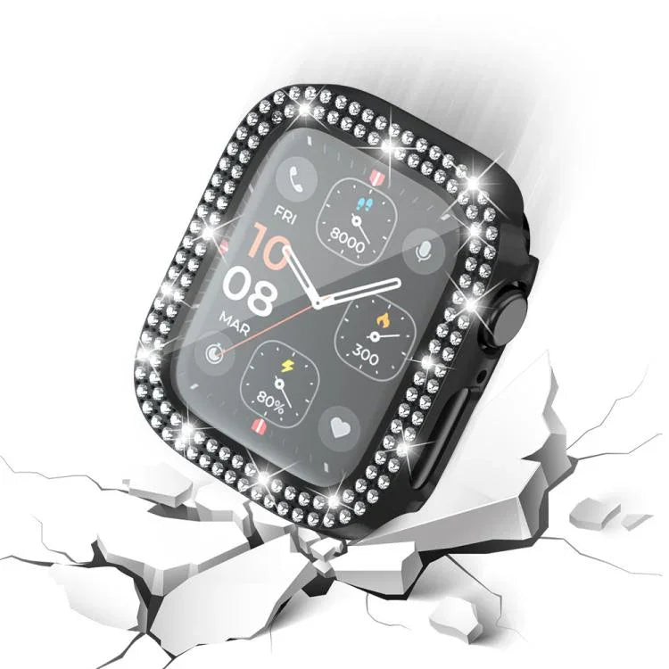 xDfind ฟิล์มกระจกนิรภัยรูปเพชรสองแถวแบบบูรณาการกับเคส PC สำหรับนาฬิกา Apple Watch Series 9 / 8 / 7 41 มม., สำหรับ Apple Watch Series 3 / 2 / 1 38 มม., สำหรับ Apple Watch Series 3 / 2 / 1 42 มม.
