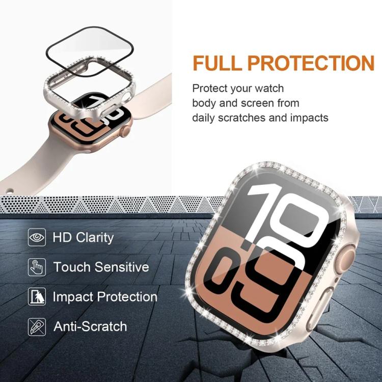 xDfind เคส PC รูปเพชรกลวงแถวเดียว สำหรับนาฬิกา Apple Watch Series 11 46 มม. / 10 46 มม., สำหรับ Apple Watch Series 11 42 มม. / 10 42 มม.