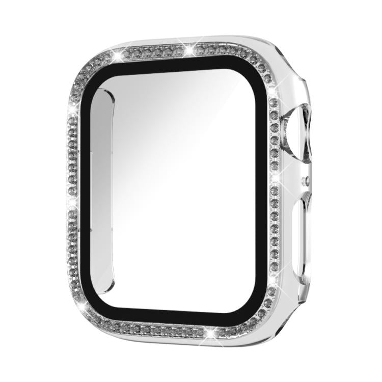 xDfind Single Row Diamond Tempered Glass Film Integrated PC Watch Case, For Apple Watch Series 44mm, For Apple Watch Series 40mm, For Apple Watch Series 11 46mm / 10 46mm, For Apple Watch Series 11 42mm / 10 42mm, For Apple Watch Ultra 3 / 2 / 1 49mm