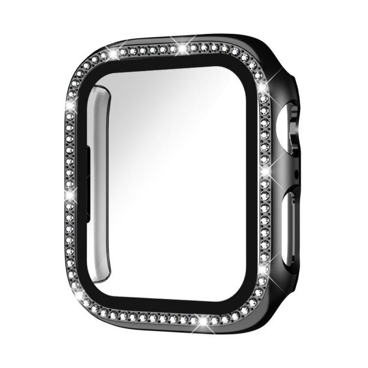 xDfind Single Row Diamond Tempered Glass Film Integrated PC Watch Case, For Apple Watch Series 44mm, For Apple Watch Series 40mm, For Apple Watch Series 11 46mm / 10 46mm, For Apple Watch Series 11 42mm / 10 42mm, For Apple Watch Ultra 3 / 2 / 1 49mm