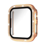 xDfind Single Row Diamond Tempered Glass Film Integrated PC Watch Case, For Apple Watch Series 44mm, For Apple Watch Series 40mm, For Apple Watch Series 11 46mm / 10 46mm, For Apple Watch Series 11 42mm / 10 42mm, For Apple Watch Ultra 3 / 2 / 1 49mm