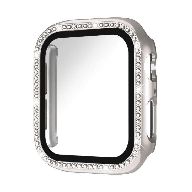 xDfind Single Row Diamond Tempered Glass Film Integrated PC Watch Case, For Apple Watch Series 44mm, For Apple Watch Series 40mm, For Apple Watch Series 11 46mm / 10 46mm, For Apple Watch Series 11 42mm / 10 42mm, For Apple Watch Ultra 3 / 2 / 1 49mm
