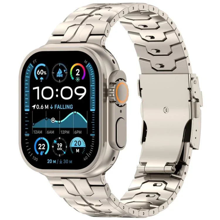 สายรัดนาฬิกาไทเทเนียมอัลลอยด์พร้อมหัวเข็มขัดนิรภัยถอดได้ สำหรับ Apple Watch 46 มม. / 49 มม. / 45 มม. / 44 มม., สำหรับ Apple Watch 42 มม. / 41 มม. / 40 มม. / 38 มม.