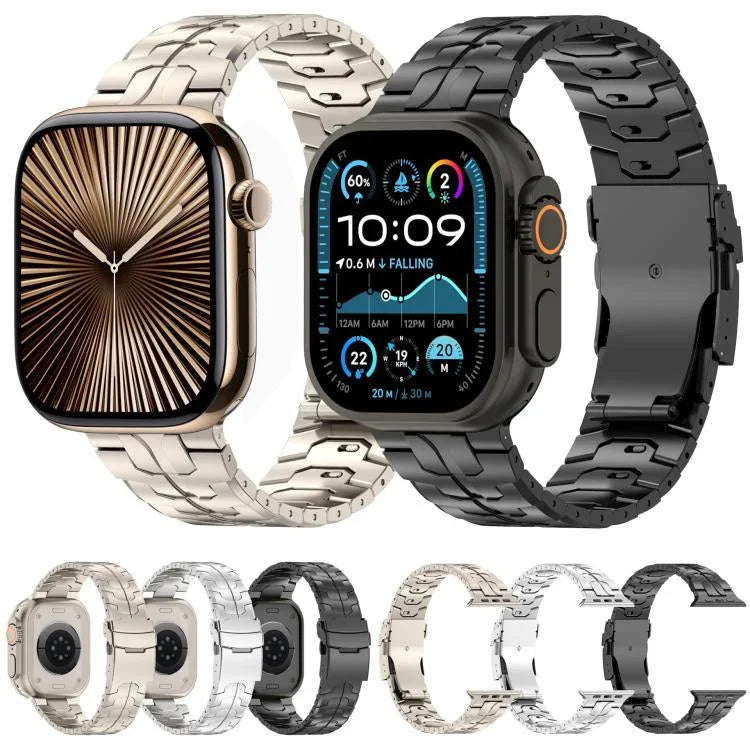 สายรัดนาฬิกาไทเทเนียมอัลลอยด์พร้อมหัวเข็มขัดนิรภัยถอดได้ สำหรับ Apple Watch 46 มม. / 49 มม. / 45 มม. / 44 มม., สำหรับ Apple Watch 42 มม. / 41 มม. / 40 มม. / 38 มม.