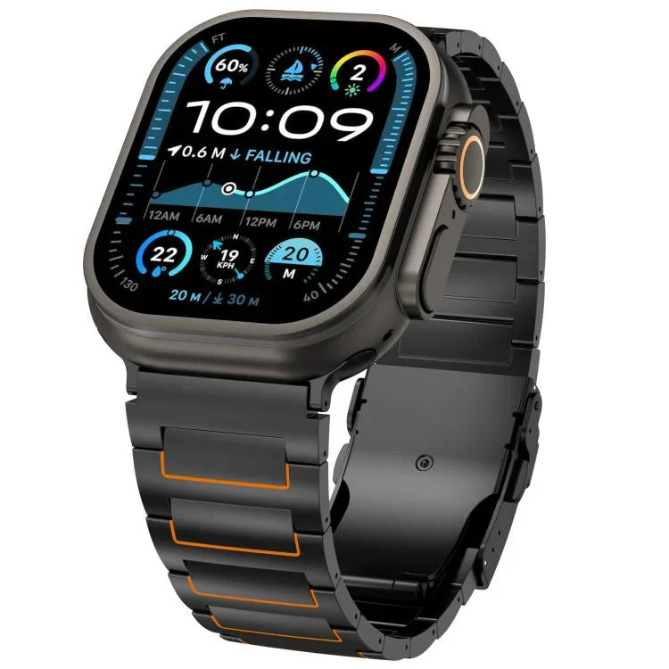 สายรัดนาฬิกาไทเทเนียมอัลลอยด์พร้อมหัวเข็มขัดนิรภัยรูปตัว I สำหรับ Apple Watch 46 มม. / 49 มม. / 45 มม. / 44 มม., สำหรับ Apple Watch 42 มม. / 41 มม. / 40 มม. / 38 มม.